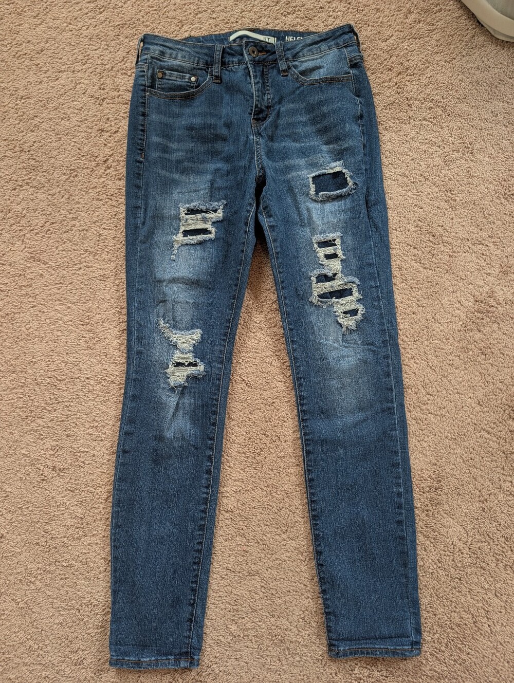 !it Helena High Rise Skinny Jeans | Distressed | Medium Dark Wash | Size 6
